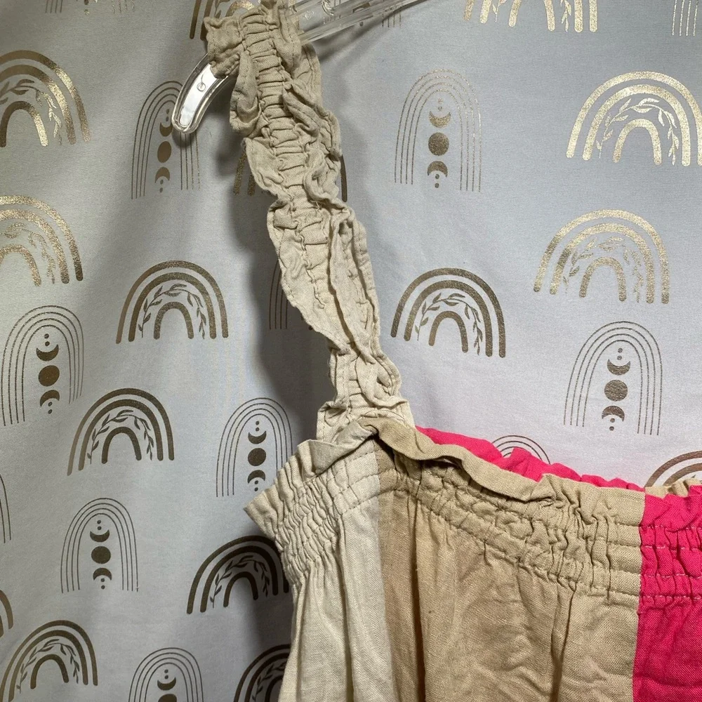 Cato Pink and Tan Ruffled BOHO Camisole - Picture 6 of 7